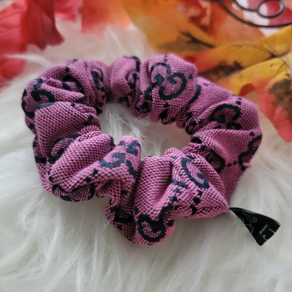 Stylish Pink Patterned Hair Scrunchie Hair Tie